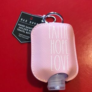 Rae Dunn Pink FAITH HOPE LOVE Hand Sanitizer Holder Keychain